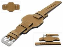 HANDMADE IN GERMANY: Uhrband Granada 24mm m.braun Vintage asymmetr. Lederunterlage MEYHOFER (Schließenanstoß 24 mm)