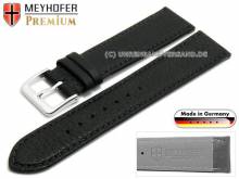 Uhrenarmband Derbyshire 16mm schwarz Leder genarbt abgenäht von Meyhofer (Schließenanstoß 16 mm)