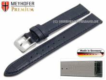 Watch strap Wellington 12mm dark blue leather alligator grain stitched by MEYHOFER (width of buckle 10 mm)