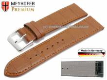 Watch strap XS Jacksonville 16mm light brown leather alligator grain stitched by MEYHOFER (width of buckle 14 mm)