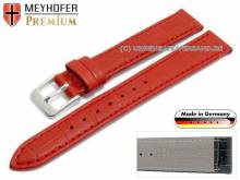 Watch strap Wellington 14mm red leather alligator grain stitched by MEYHOFER (width of buckle 12 mm)