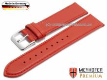 Watch strap Landau 20mm red leather grained stitched by MEYHOFER (width of buckle 18 mm)