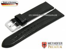 Uhrenarmband XS Ebersberg 16mm schwarz Leder Teju-Prägung abgenäht von Meyhofer (Schließenanstoß 14 mm)