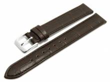 Watch strap Wellington 15mm dark brown leather alligator grain MADE in GERMANY by MEYHOFER (width of buckle 14 mm)
