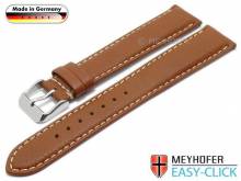 Meyhofer EASY-CLICK Uhrenarmband XL Mosel 18mm hellbraun Leder genarbt helle Naht (Schließenanstoß 16 mm)