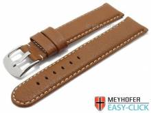 Meyhofer EASY-CLICK watch strap Tahoe 24mm brown leather grained light stitching (width of buckle 24 mm)
