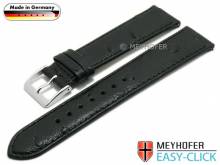 Meyhofer EASY-CLICK Uhrenarmband Iller 22mm schwarz Leder Straußen-Prägung abgenäht (Schließenanstoß 18 mm)