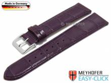 Watch strap Meyhofer EASY-CLICK XS Eifel 20mm lilac leather alligator grain stitched (width of buckle 18 mm)