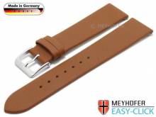 Meyhofer EASY-CLICK watch strap XS Weser 16mm light brown leather smooth without stitching (width of buckle 16 mm)