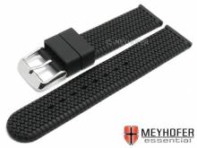 Watch strap Weimar 18mm black silicone with tire structure by MEYHOFER (width of buckle 18 mm)