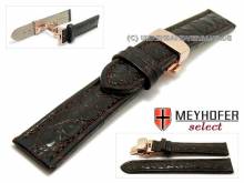 Watch strap Morelia 24mm dark brown croco grain with ros� golden butterfly clasp by MEYHOFER (width of clasp 22 mm)