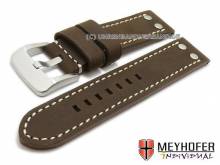 Uhrenarmband Meaford 24mm dunkelbraun Leder Aviator-Look helle Naht von Meyhofer (Schließenanstoß 24 mm)