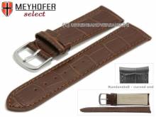 Uhrenarmband Sarasota 19mm dunkelbraun Leder Alligator-Prägung mit Rundanstoß von MEYHOFER (Schließenanstoß 16 mm)