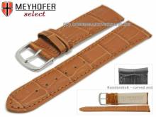Uhrenarmband Sarasota 19mm hellbraun Leder Alligator-Prägung mit Rundanstoß von MEYHOFER (Schließenanstoß 16 mm)