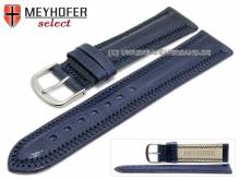 Watch strap Nordhausen 24mm dark blue leather padded stitched by MEYHOFER (width of buckle 22 mm)