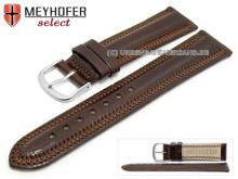 Watch strap Nordhausen 24mm dark brown leather padded stitched by MEYHOFER (width of buckle 22 mm)