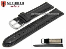 Watch strap Nordhausen 24mm black leather padded stitched by MEYHOFER (width of buckle 22 mm)