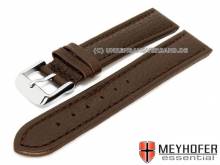 Watch strap Varberg 20mm dark brown leather grained  stitched by MEYHOFER (width of buckle 18 mm)