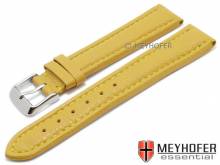 Watch strap Varberg 20mm yellow leather grained  stitched by MEYHOFER (width of buckle 18 mm)