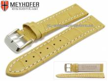 Watch strap Petare 24mm mustard yellow leather alligator grain light stitching by MEYHOFER (width of buckle 22 mm)