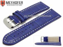 Watch strap Petare 28mm royal blue leather alligator grain light stitching by MEYHOFER (width of buckle 26 mm)