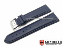 Watch strap Nybro 28mm dark blue leather smooth matt stitched by MEYHOFER (width of buckle 26 mm)