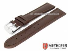 Watch strap Nybro 24mm dark brown leather smooth matt stitched by MEYHOFER (width of buckle 22 mm)