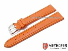 Watch strap Nybro 20mm orange leather smooth matt stitched by MEYHOFER (width of buckle 18 mm)