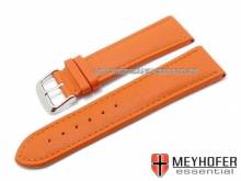 Watch strap Nybro 28mm orange leather smooth matt stitched by MEYHOFER (width of buckle 26 mm)