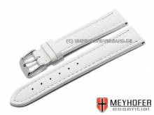 Watch strap Nybro 24mm white leather smooth matt stitched by MEYHOFER (width of buckle 22 mm)