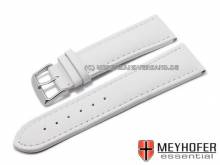 Watch strap Nybro 28mm white leather smooth matt stitched by MEYHOFER (width of buckle 26 mm)