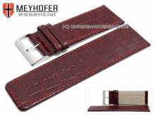 Watch strap Campinas 30mm bordeaux leather alligator grain stitched by MEYHOFER (width of buckle 28 mm)