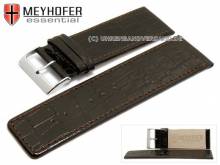Watch strap Campinas 30mm dark brown leather alligator grain stitched by MEYHOFER (width of buckle 28 mm)