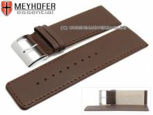 Watch strap Derenburg 30mm dark brown leather smooth matt stitched by MEYHOFER (width of buckle 28 mm)