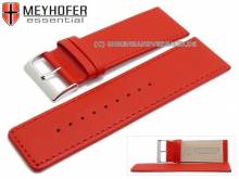 Watch strap Derenburg 30mm red leather smooth matt stitched by MEYHOFER (width of buckle 28 mm)