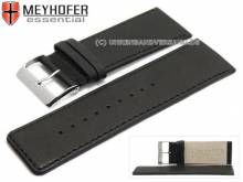 Watch strap Derenburg 32mm black leather smooth matt stitched by MEYHOFER (width of buckle 30 mm)