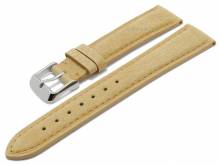 Watch strap Memphis 24mm beige leather suede-like stitched by MEYHOFER (width of buckle 22 mm)