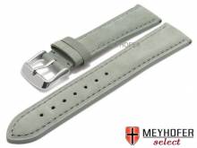 Watch strap Memphis 24mm grey leather suede-like stitched by MEYHOFER (width of buckle 22 mm)
