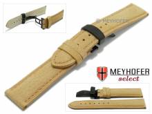 Watch strap Nashville 24mm light brown leather suede-like stitched with black clasp by MEYHOFER (width of clasp 22 mm)
