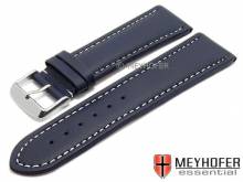 Watch strap Okinawa 28mm dark blue leather padded light stitching MEYHOFER (width of buckle 26 mm)