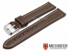 Watch strap Okinawa 24mm dark brown leather padded light stitching MEYHOFER (width of buckle 22 mm)