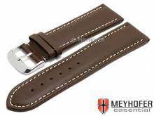 Watch strap Okinawa 28mm dark brown leather padded light stitching MEYHOFER (width of buckle 26 mm)