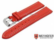Watch strap Okinawa 24mm red leather padded light stitching MEYHOFER (width of buckle 22 mm)