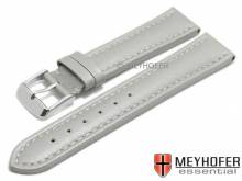Watch strap Okinawa 20mm silver grey leather padded light stitching MEYHOFER (width of buckle 18 mm)