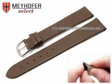 Uhrenarmband XL Southampton 16mm Clip-Anstoß dunkelbraun Leder glatt matt von MEYHOFER (Schließenanstoß 16 mm)