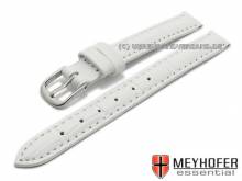 Watch strap Zarasai 10mm white leather alligator grain matt by MEYHOFER (width of buckle 10 mm)