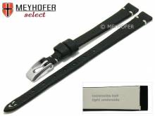 Watch strap Wadena 08mm black genuine elk leather grained light stitching by MEYHOFER (width of buckle 06 mm)