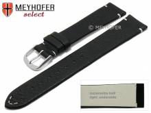 Uhrenarmband Wadena 16mm schwarz echt Elchleder helle Naht von MEYHOFER (Schließenanstoß 14 mm)