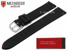 Uhrenarmband Wadena 16mm schwarz echt Elchleder rote Naht von MEYHOFER (Schließenanstoß 14 mm)