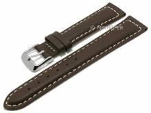 MEYHOFER Basic watch strap Pikeville 24mm dark brown leather smooth light stitching (width of buckle 22 mm)